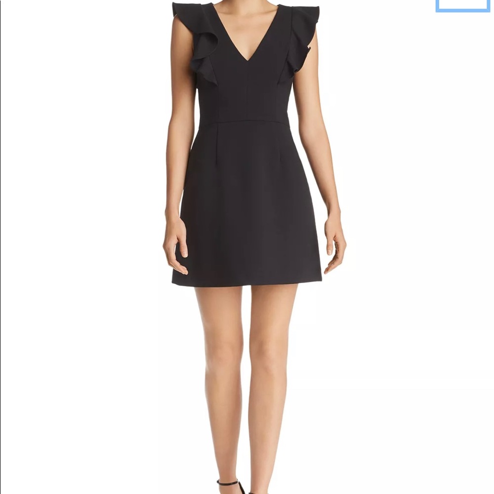 French connection ruffled v neck mini dress